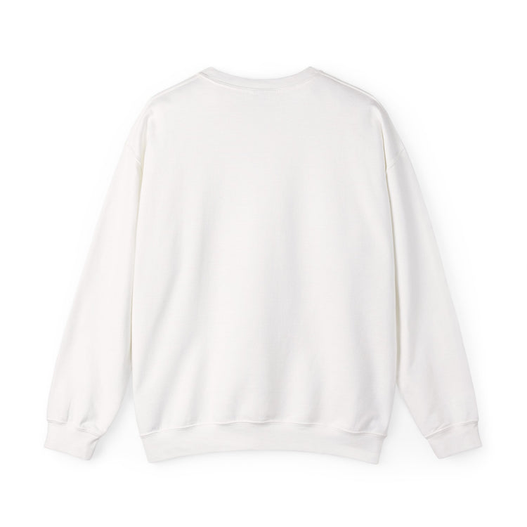 Kamoboy Crown Crew Sweatshirt in White, plain back view with ribbed cuffs and hem