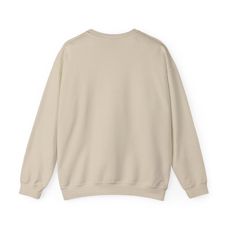 Kamoboy Crown Crew Sweatshirt in Sand, plain back view with ribbed cuffs and hem